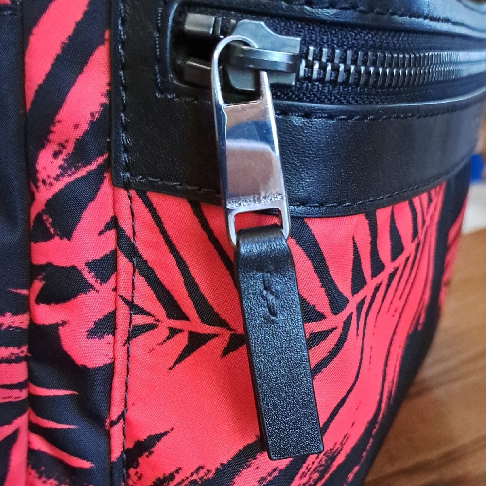 Michael Kors Black Red Palm Print Backpack - Picture 11 of 11